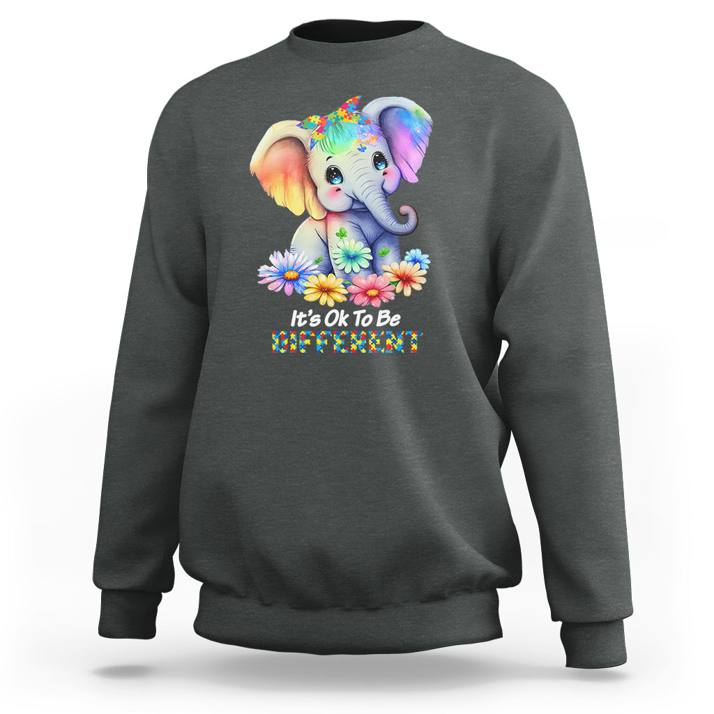 Heather gray sweatshirt with rainbow elephant graphic and multicolor word text