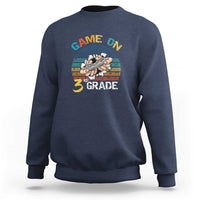Navy sweatshirt with “GAME ON” and “3RD GRADE” gamer graphic on chest