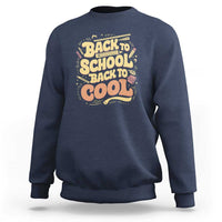 Back-to-school sweatshirt in navy with 'Back to School Back to Cool' back graphic