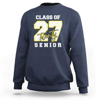 Navy crewneck senior sweatshirt with yellow “Twenty” graphic and “SENIOR” lettering