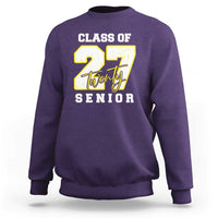 Purple crewneck senior sweatshirt with yellow “Twenty” graphic and “SENIOR” text
