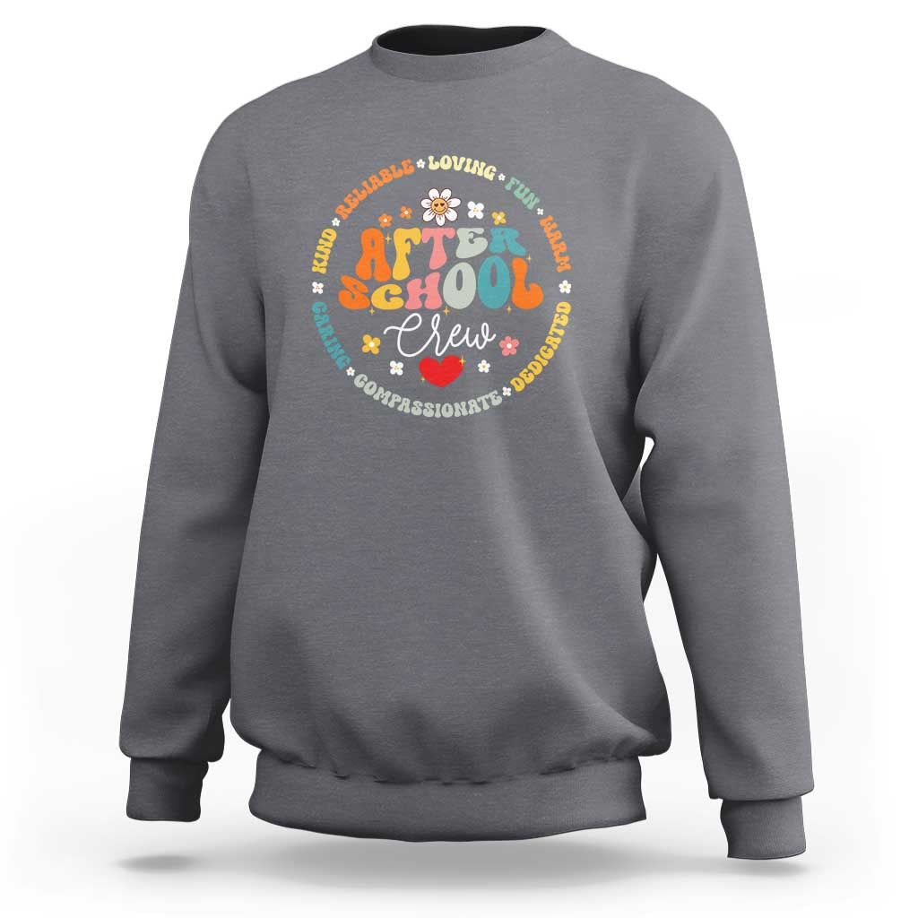 Kids crewneck sweatshirt, charcoal with colorful 'After School' graphic and heart