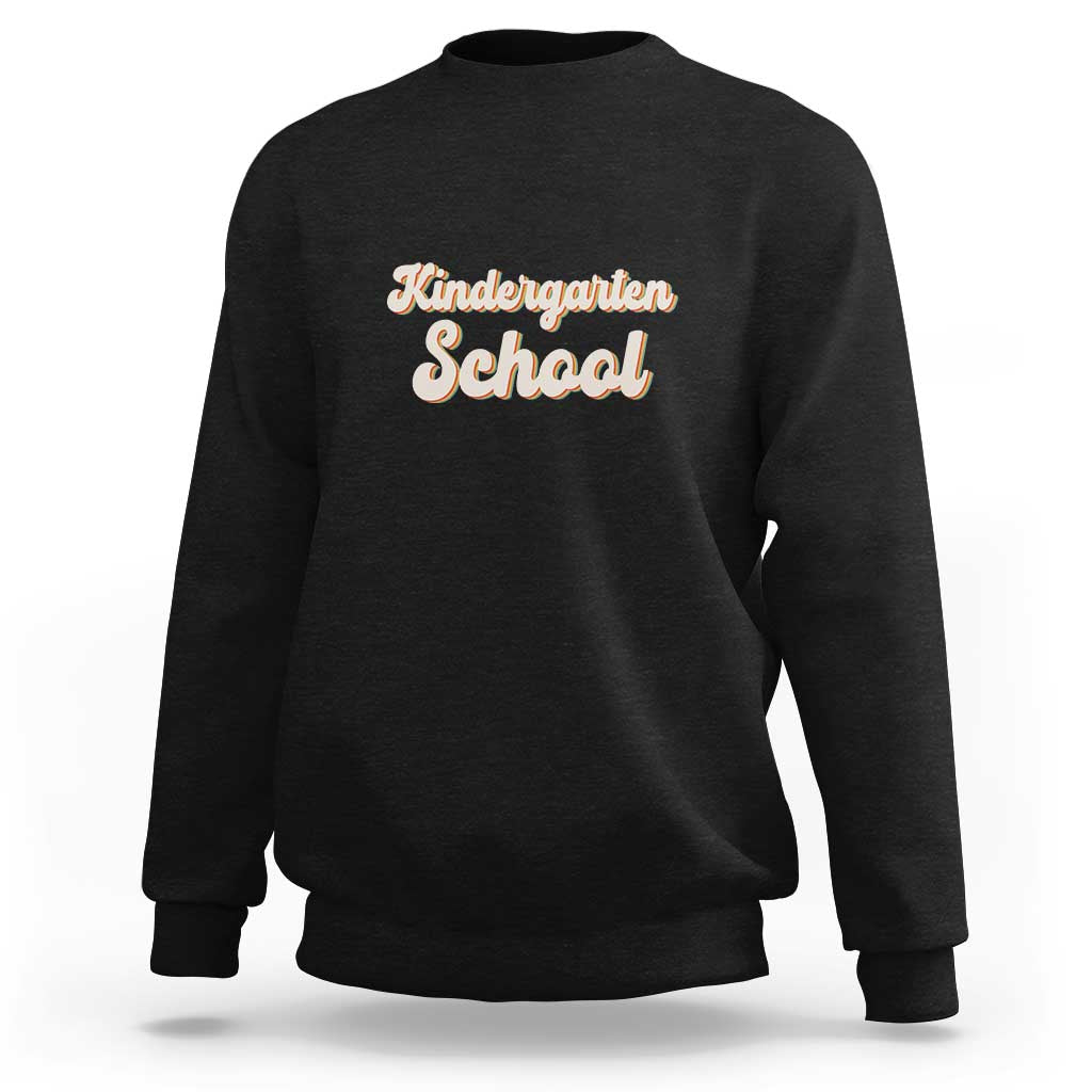 Kids black sweatshirt with 'Kindergarten School' front graphic