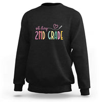 Kids 2nd grade sweatshirt, black/dark heather, crewneck with 'Oh hey 2nd grade' graphic