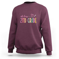 Kids 2nd grade sweatshirt, maroon, crewneck with 'Oh hey 2nd grade' graphic