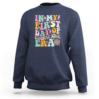 Kids graphic sweatshirt, navy with colorful “First Day of Elementary” design on chest
