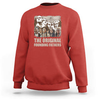Red crewneck sweatshirt with front “THE ORIGINAL FOUNDING FATHERS” graphic