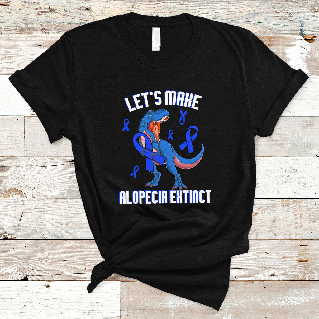 Alopecia Awareness T Shirt Let's Make Alopecia Extinct Blue Ribbon - Wonder Print Shop