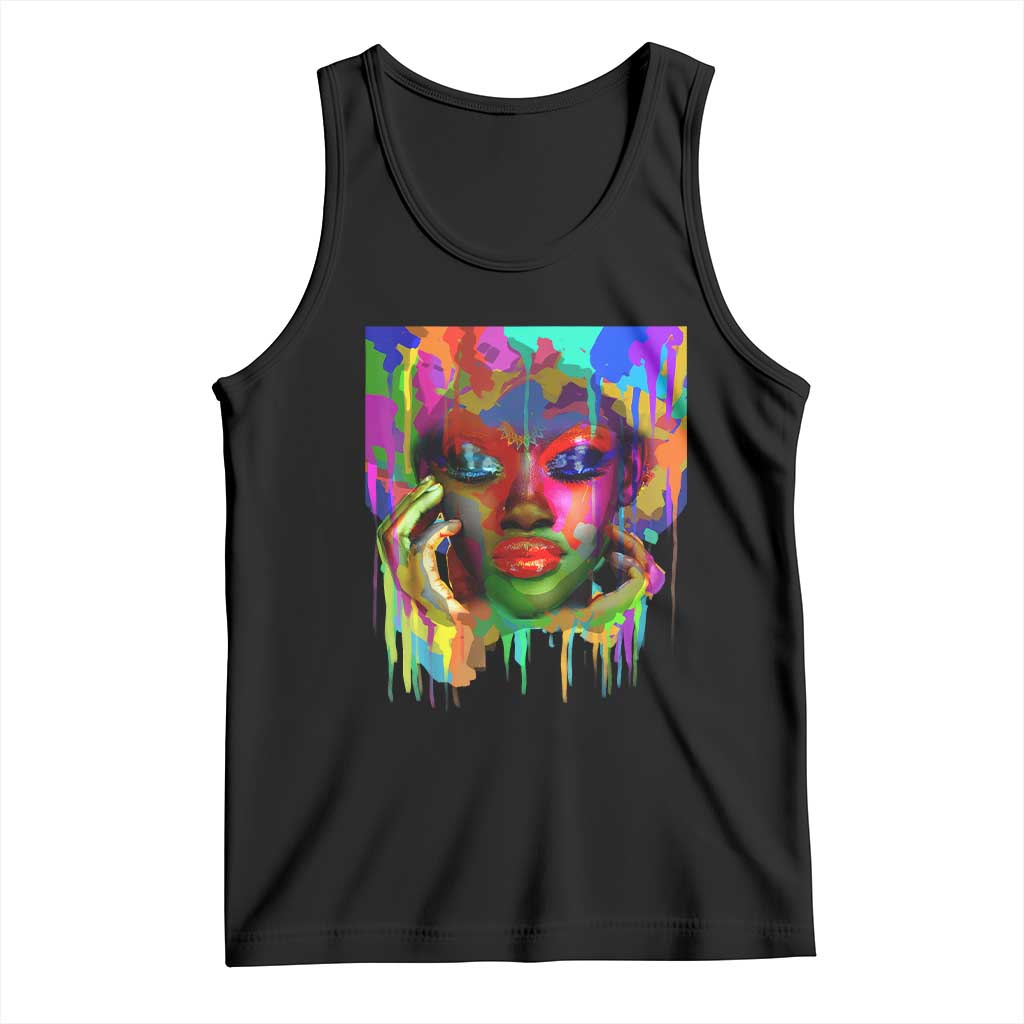 Afro Woman Graphic Tank Top African Pride Color Painted