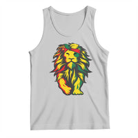 Light gray sleeveless tank top with colorful lion graphic on front