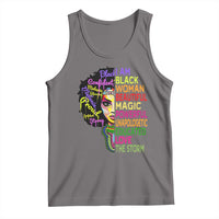 Women's gray sleeveless tank top with colorful Black Woman graphic