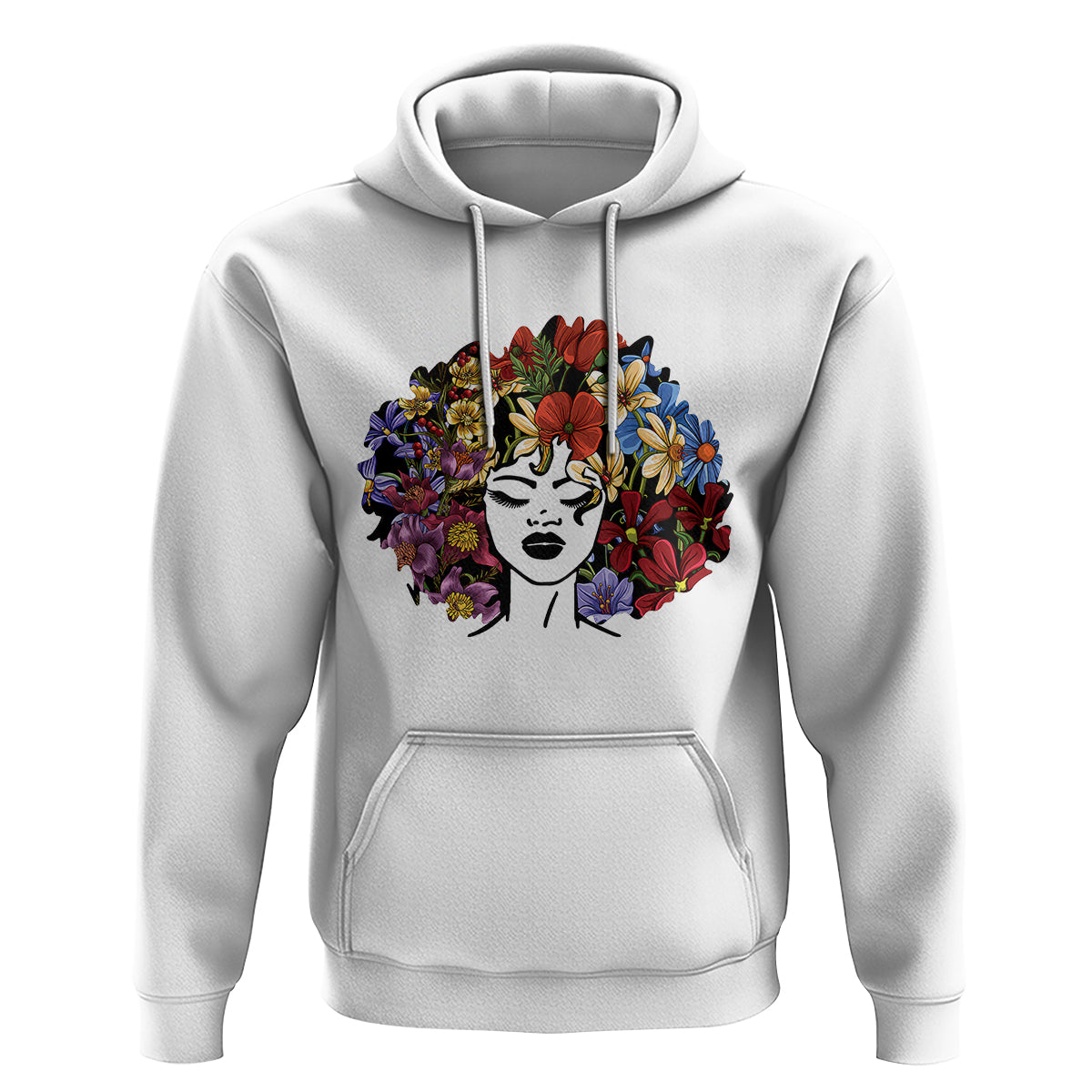 Black History Themed Hoodie For Women Afro Flower Hair Juneteenth - Wonder Print Shop