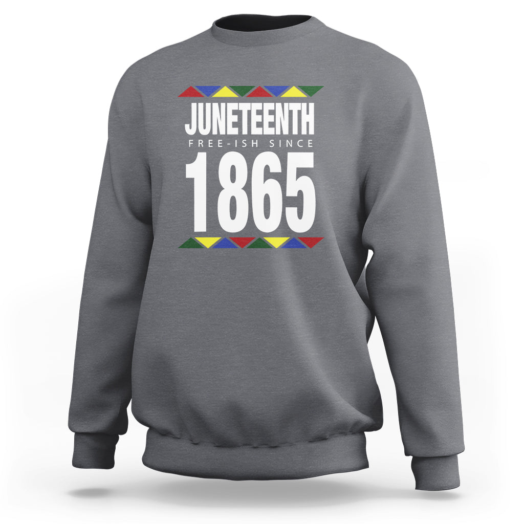 Heather gray crewneck sweatshirt with Juneteenth 1865 front graphic