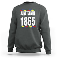 Charcoal gray crewneck sweatshirt with Juneteenth 1865 front graphic