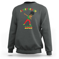 Charcoal crewneck sweatshirt with Juneteenth graphic and 1865 print