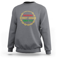 Charcoal heather crewneck sweatshirt with Juneteenth "Breaking Every Chain" graphic
