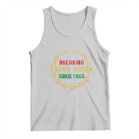 Light gray tank top with yellow Breaking Every Chain circular chain graphic