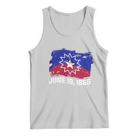 Juneteenth tank top with blue-red flag graphic and 'JUNE 19, 1865' print