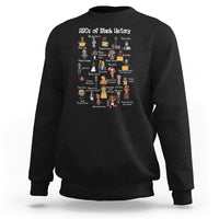 Black History ABCs sweatshirt, black with colorful character poster graphic on front