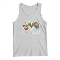 Light gray Juneteenth graphic tank top with Peace heart and freedom symbol