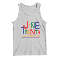 White tank top with colorful Juneteenth graphic and 'Free-Ish Since 1865' text