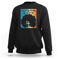 Black crewneck sweatshirt with front graphic print