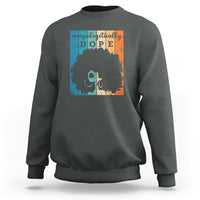 Charcoal gray crewneck sweatshirt with front graphic print