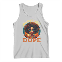 Women's light gray graphic tank top, 'Unapologetically Dope' front print