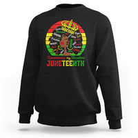 Black women's sweatshirt with front crown portrait graphic, 'Remembering my Ancestors' and 'JUNETEENTH'