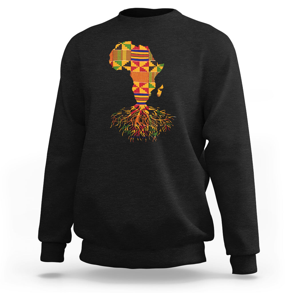 My Roots Black History Sweatshirt With Traditional Kente and Africa Map - Wonder Print Shop