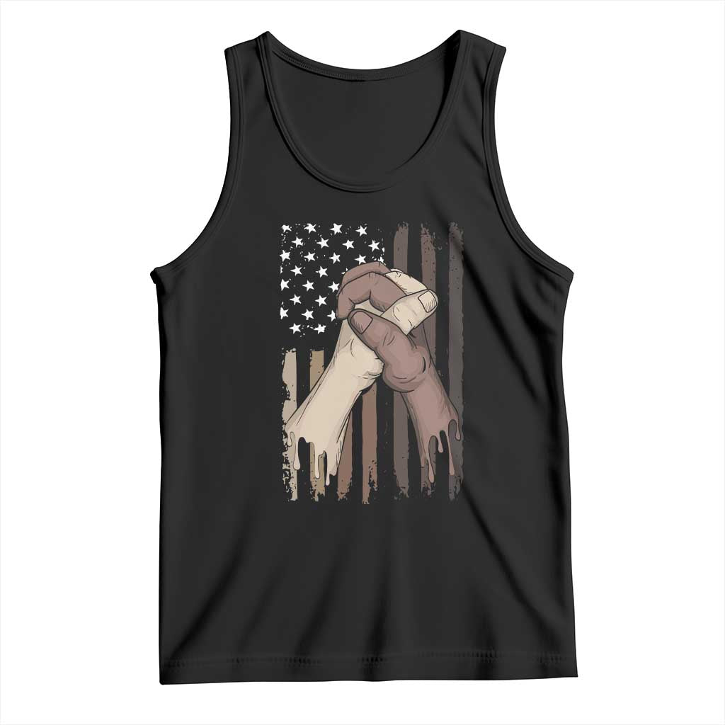 Black American Tank Top US Flag Holding Hands