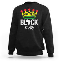 Black crewneck sweatshirt with 'JUNETEENTH' crown and 'BLACK KING' graphic