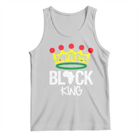 Kids sleeveless tank top with Juneteenth Black King front graphic, light gray