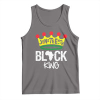 Black crewneck sleeveless tank top with colorful Juneteenth Black King graphic print