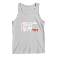 Light gray sleeveless tank top with bold Breaking Every Chain graphic and red accents