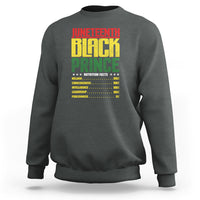 Crewneck sweatshirt in heather gray with Juneteenth Black Prince nutrition-style print