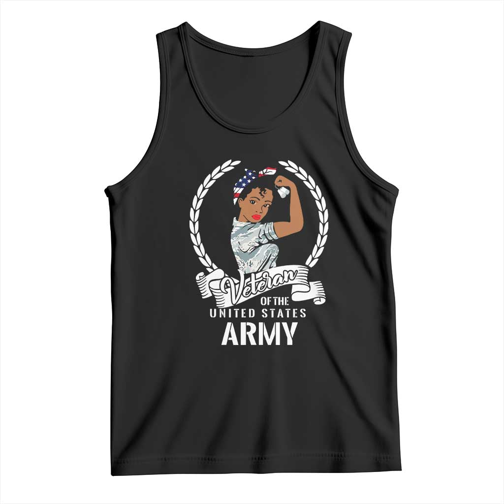 Black US Women Veteran Tank Top - Proud Female Military Army Girl