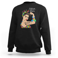 Women's autism mom sweatshirt, black with illustrated puzzle heart graphic