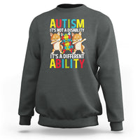 Dog autism awareness sweatshirt, charcoal, 'Different Ability' front graphic