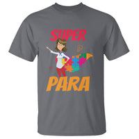 Dark heather autism paraprofessional teacher T-shirt with Super Para graphic