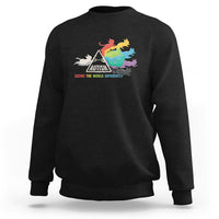 Crewneck sweatshirt in black with colorful cat autism graphic on front