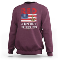 Maroon crewneck military sweatshirt with patriotic anchor, U.S. flag, and bold text graphic