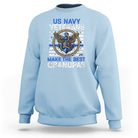 Old Navy crewneck sweatshirt, light blue with US NAVY VETERANS anchor graphic and GRANDPAS text.
