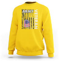Daisy yellow camo American flag sweatshirt with Army Vet graphic on chest