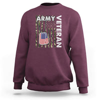 Maroon camo American flag sweatshirt with Army Vet graphic on chest