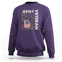 Purple camo American flag sweatshirt with Army Vet graphic on chest