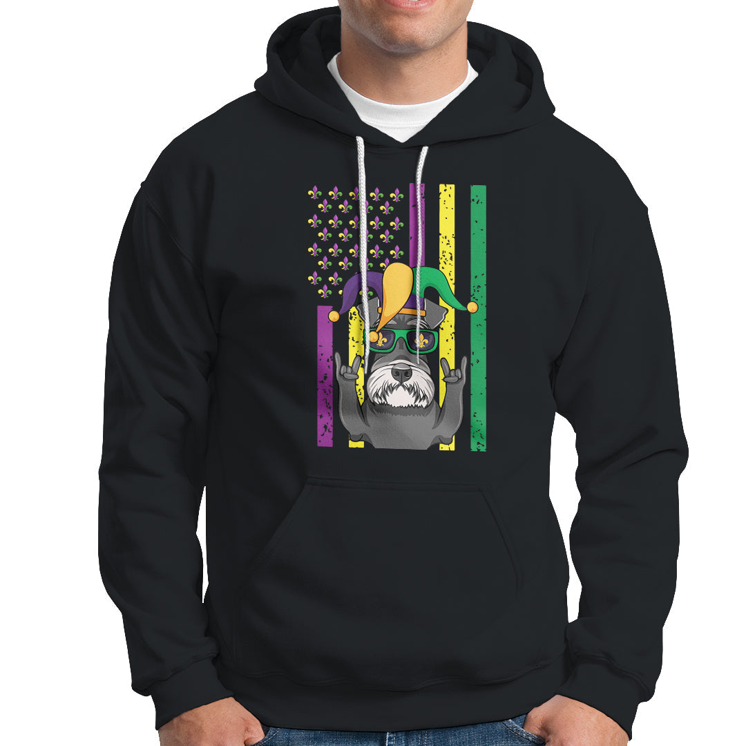 Funny Mardi Gras Hoodie Schnauzer Dog American Flag - Wonder Print Shop