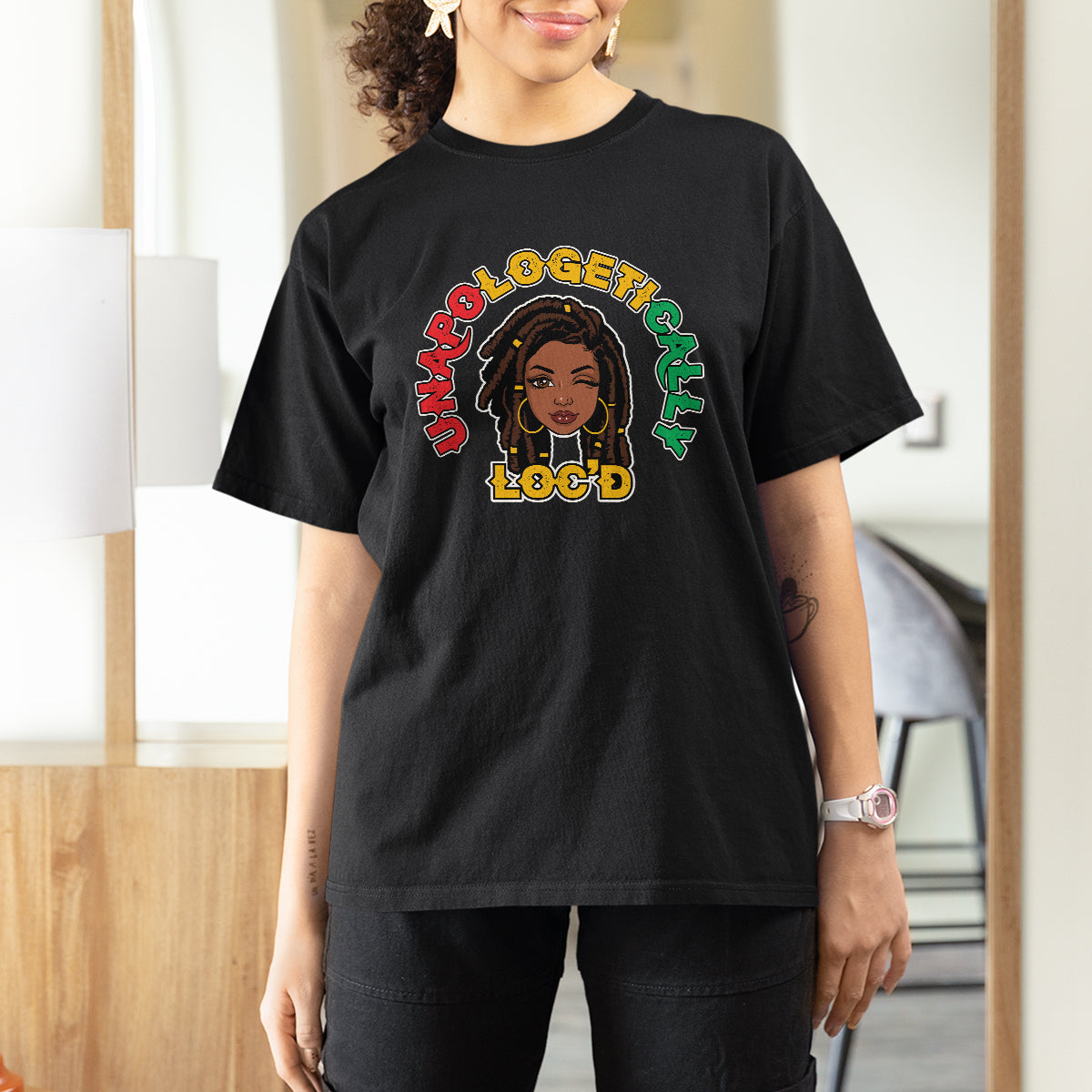 Melanin T Shirt For Women Womens Unapologetically Loc'd Black History - Wonder Print Shop