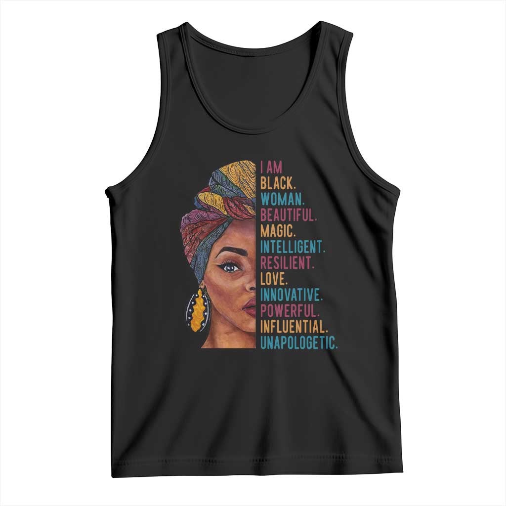 Black Woman Tank Top Beautiful Magic Intelligent Resilient Love African American Pride