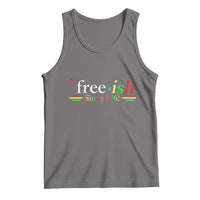 Heather gray tank top with “free-ish Since 1865” front graphic